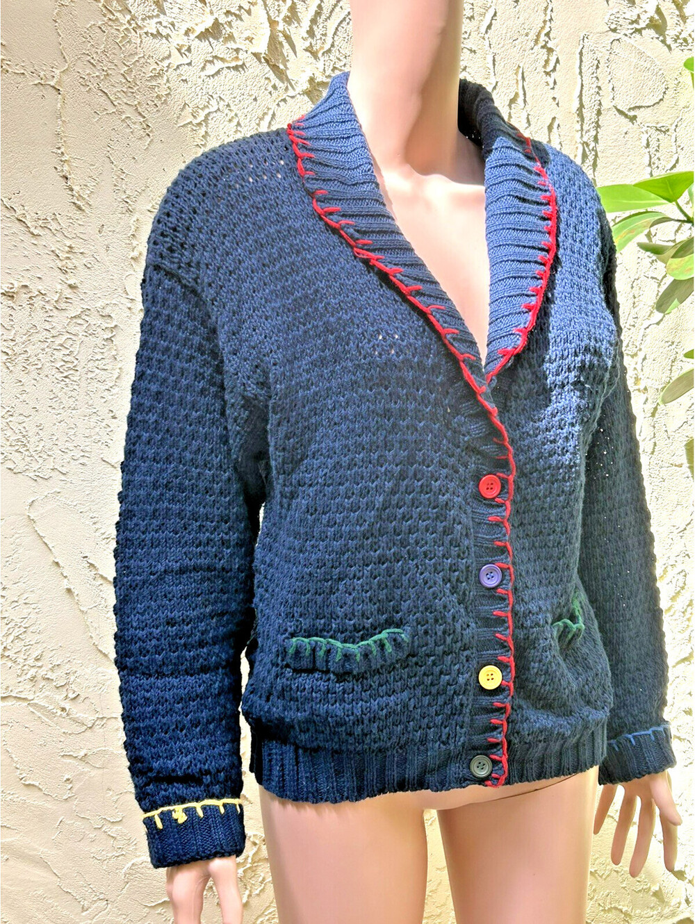 Vintage Beyond Blue 90's Cabncore Southwestern Granny Chunky Cardigan Sweater M